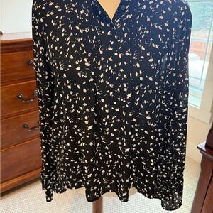 J. Crew Black and White Patterned Blouse